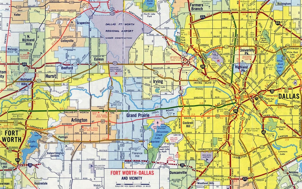 քարտեզ ավտոմոբիլային ճանապարհների Dallas