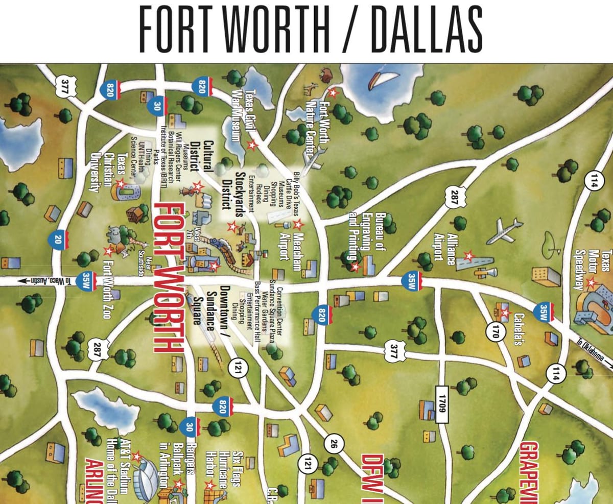 քարտեզ Dallas Fort worth