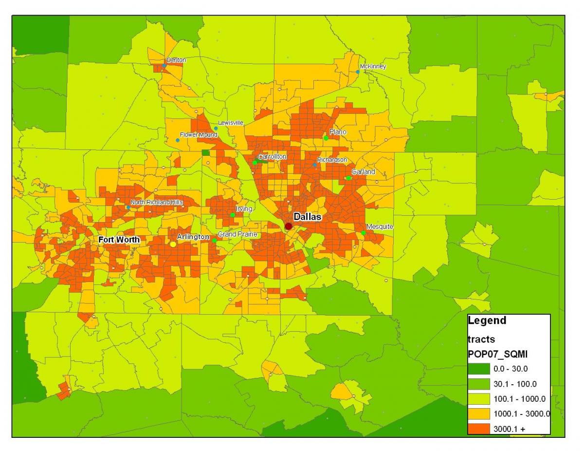 քարտեզ Dallas метроплекс