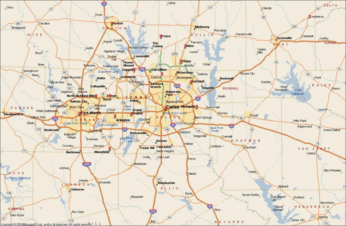 Dallas / Fort worth метроплекс քարտեզի վրա